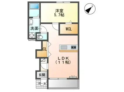 コリーヌ・ヴァンベール(1LDK/1階)の間取り写真
