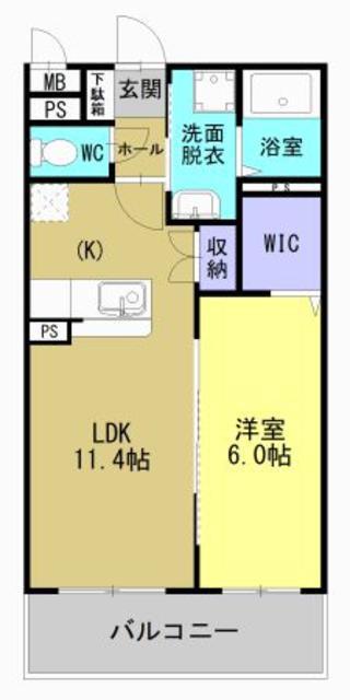 ラフィーネさつま(1LDK/2階)の間取り写真