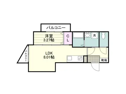 スマートスクエア南郡元(1LDK/5階)の間取り写真