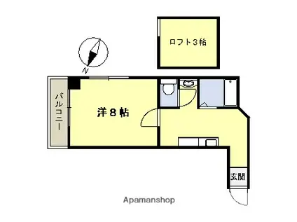 丸善高麗ハイツ(1K/3階)の間取り写真