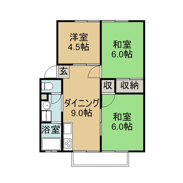 ウィンディア宇宿台(3LDK/2階)の間取り写真