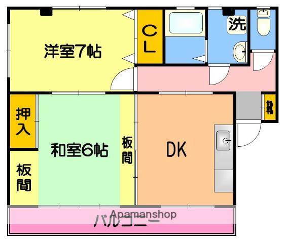 グリーンパレス園(2DK/2階)の間取り写真