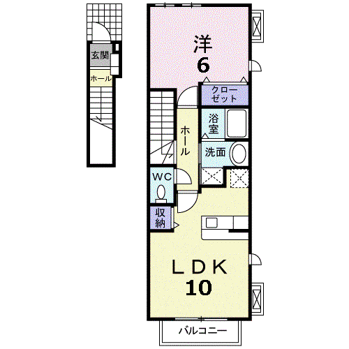 アビタシオンA(1LDK/2階)の間取り写真
