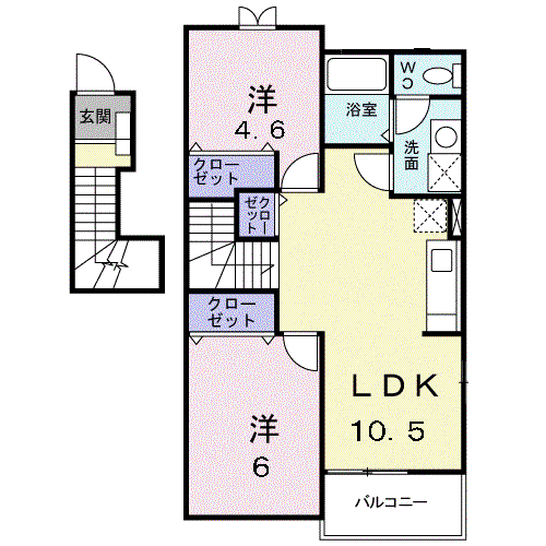 LUCKY・TENⅠ(2LDK/2階)の間取り写真