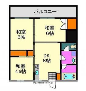 第8松山ビル(3DK/4階)の間取り写真