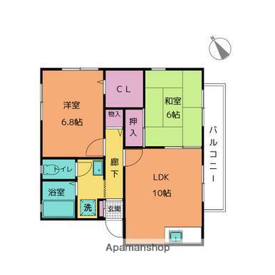 ハイカムール ルミ(2LDK/1階)の間取り写真