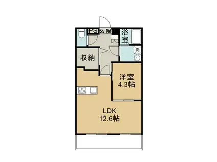 アテンザ鴨池(1LDK/1階)の間取り写真