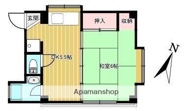 平川ビル(1DK/2階)の間取り写真