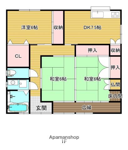 鹿児島市唐湊線 神田駅(交通局前) 徒歩7分 2階建 築54年(3DK)の間取り写真