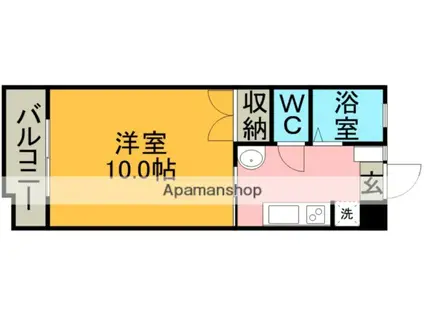 コーポリバーサイド(1K/4階)の間取り写真