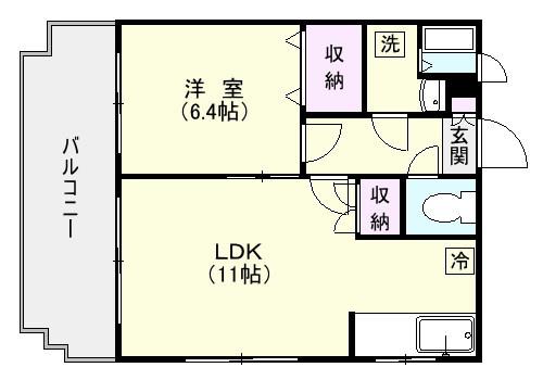 YKヒルズ(1LDK/1階)の間取り写真