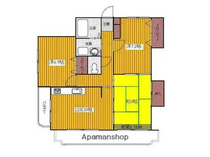 シュペリュールうちやま(3LDK/2階)の間取り写真