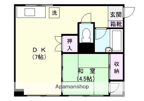 尾込ビル(1DK/3階)の間取り写真