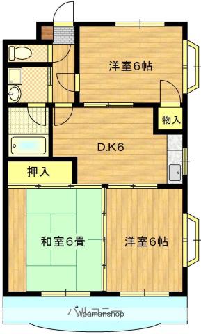 プレステージフジ鹿児島参番館(3DK/4階)の間取り写真