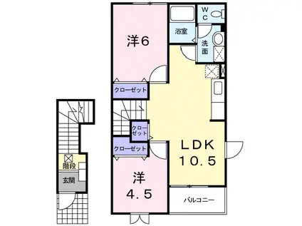 アドバンス銀河の森Ⅰ(2LDK/2階)の間取り写真