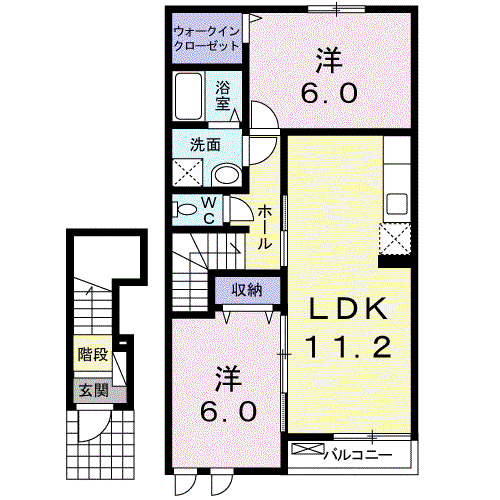 サニーブリーズ天辰(2LDK/2階)の間取り写真