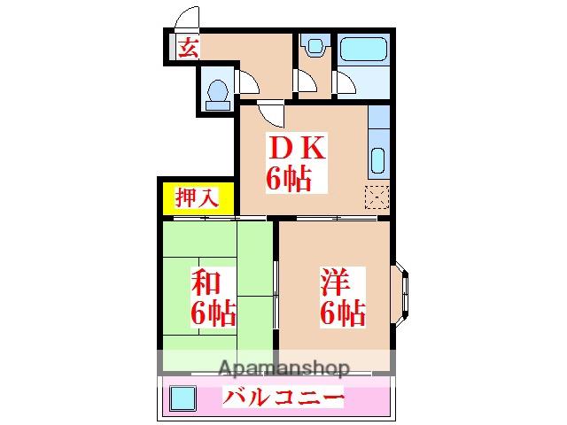エクステンド清水町(2DK/2階)の間取り写真