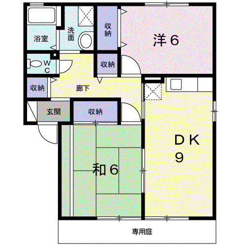 セジュールYOU(2DK/1階)の間取り写真