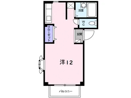 ビューハイツ久保Ⅱ(ワンルーム/1階)の間取り写真
