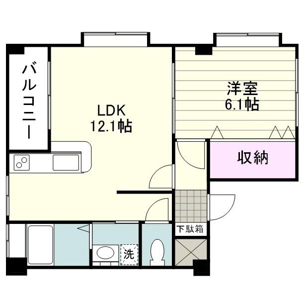 カリスト7(1LDK/3階)の間取り写真