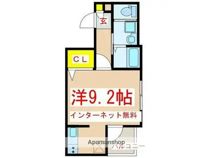 ファインコート上荒田(ワンルーム/2階)の間取り写真