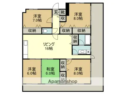 グランパルク国料(5LDK/5階)の間取り写真