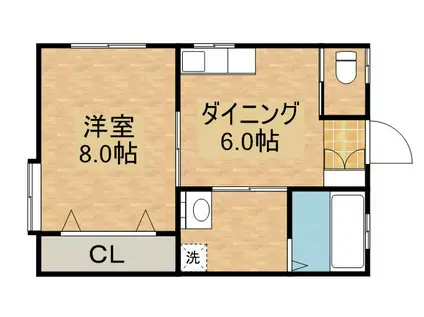 ブランドール札元(1DK/2階)の間取り写真