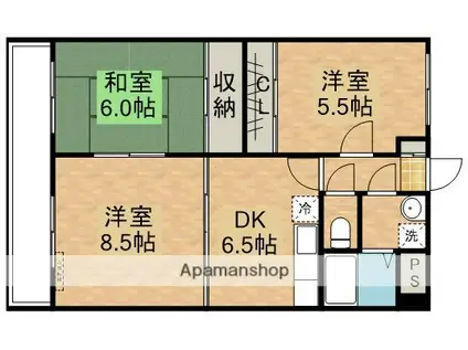 ライネクスト新川(3DK/3階)の間取り写真