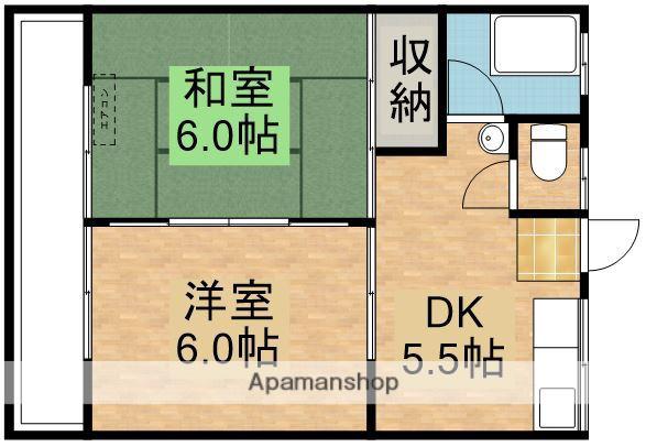コーポインパドル(2K/1階)の間取り写真