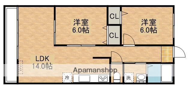 SKYPARKアロー(2LDK/2階)の間取り写真