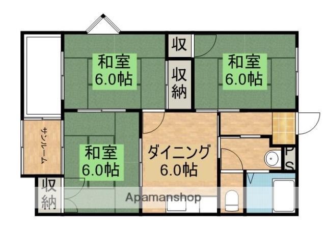 グリーンシールズ・オコ(3DK/2階)の間取り写真