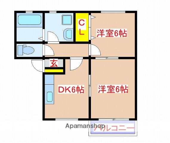 メゾン昴Ⅰ(2DK/1階)の間取り写真