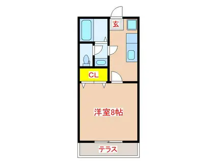 レジデンスナカオ A棟(1K/1階)の間取り写真