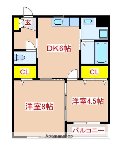 サンパークGRANDE(2DK/3階)の間取り写真