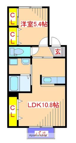 杏花ハウス(1LDK/1階)の間取り写真