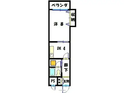 ライオンズマンション三原第2 207号(1K/2階)の間取り写真