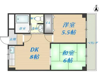 湊川マンション(2DK/4階)の間取り写真