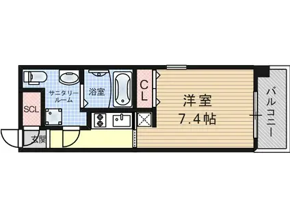 CASSIA塚本(1K/6階)の間取り写真