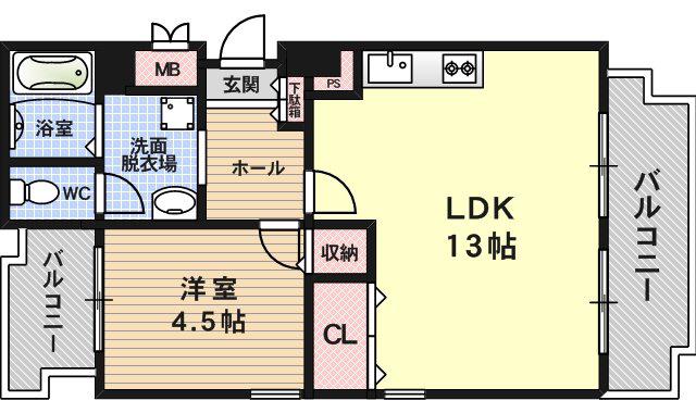 ダイアパレス塚本(1LDK/3階)の間取り写真
