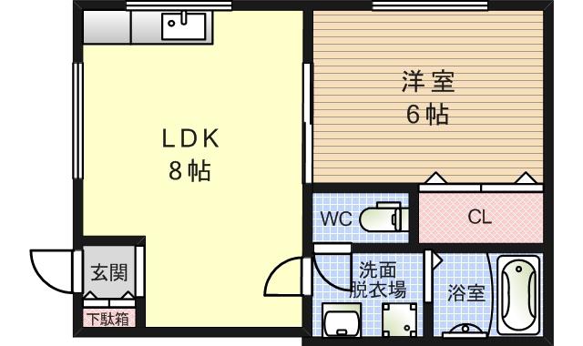 豊荘(1LDK/2階)の間取り写真