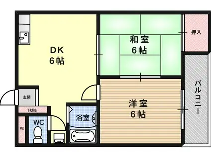 サンサバン塚本(2DK/3階)の間取り写真