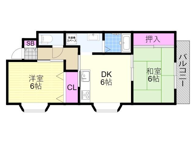 ミヤコハイツⅡ(2DK/2階)の間取り写真