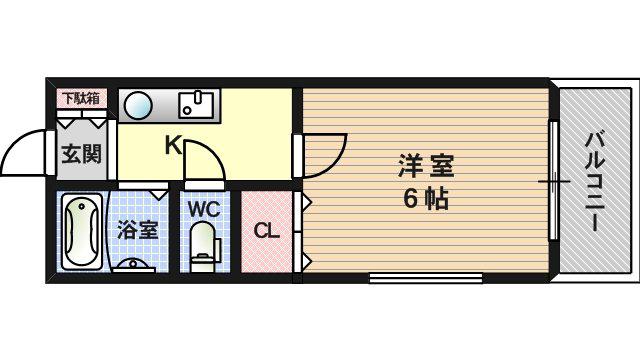 ハイツ知名(1K/2階)の間取り写真