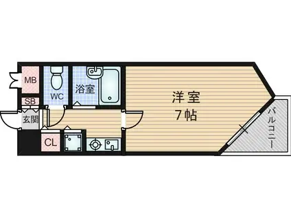 リーガル塚本Ⅶ(1K/2階)の間取り写真