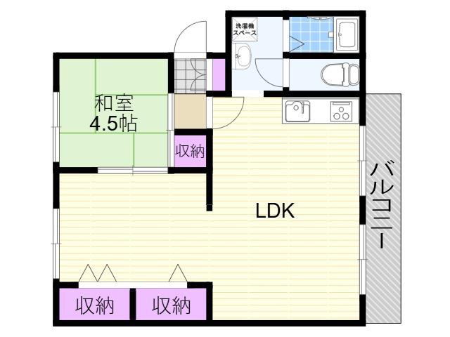 新北野コーポA棟(1LDK/5階)の間取り写真