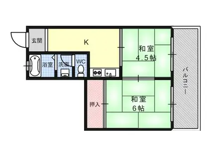 コーポ・中谷(2K/3階)の間取り写真