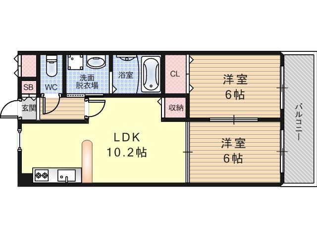 ミヤコーハイツ1(2LDK/3階)の間取り写真