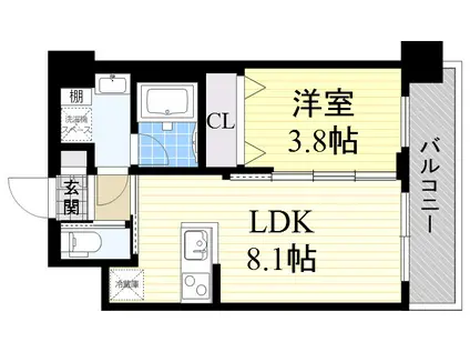 ディームス御幣島(1LDK/3階)の間取り写真