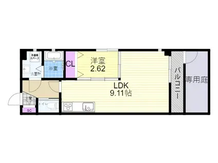 パークス姫島(1LDK/1階)の間取り写真