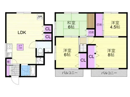 JR東海道・山陽本線 塚本駅 徒歩11分 2階建 築52年(4LDK)の間取り写真